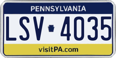PA license plate LSV4035