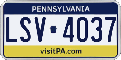 PA license plate LSV4037