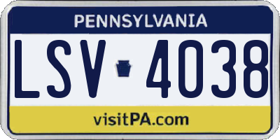 PA license plate LSV4038