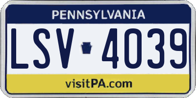 PA license plate LSV4039