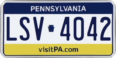 PA license plate LSV4042
