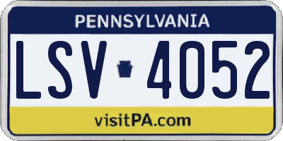 PA license plate LSV4052