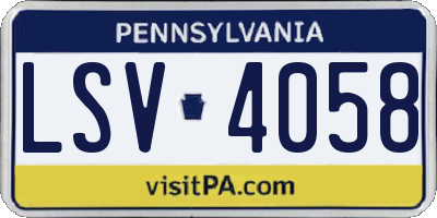 PA license plate LSV4058