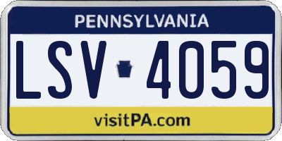 PA license plate LSV4059