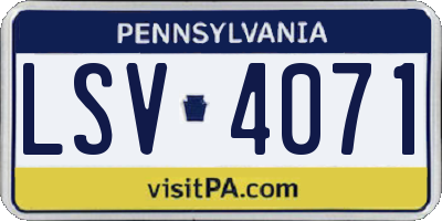 PA license plate LSV4071