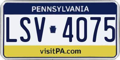 PA license plate LSV4075
