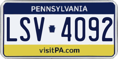 PA license plate LSV4092