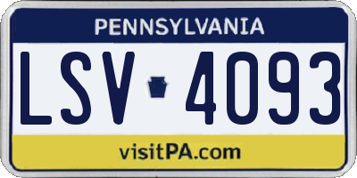 PA license plate LSV4093