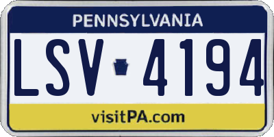 PA license plate LSV4194