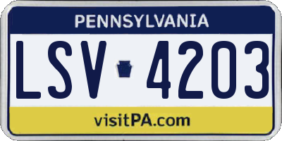PA license plate LSV4203