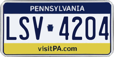 PA license plate LSV4204