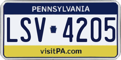 PA license plate LSV4205