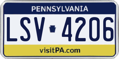 PA license plate LSV4206