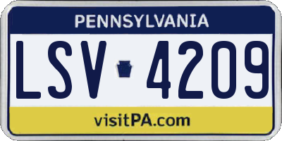 PA license plate LSV4209