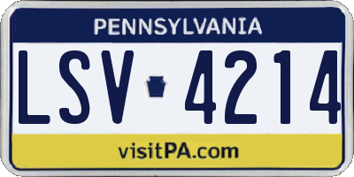 PA license plate LSV4214