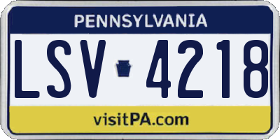 PA license plate LSV4218