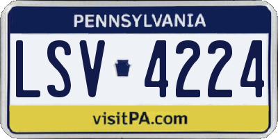 PA license plate LSV4224