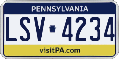 PA license plate LSV4234