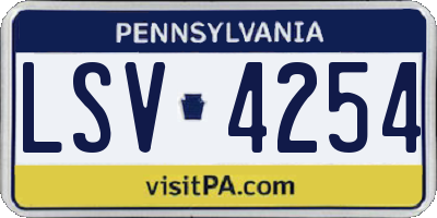 PA license plate LSV4254