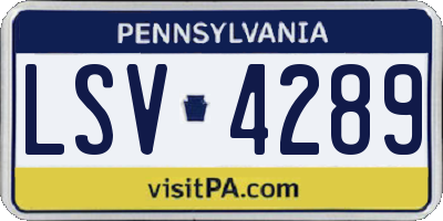 PA license plate LSV4289