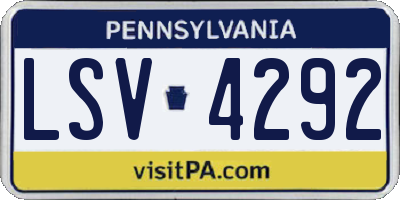 PA license plate LSV4292