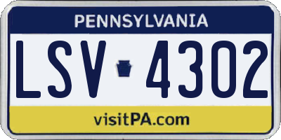 PA license plate LSV4302