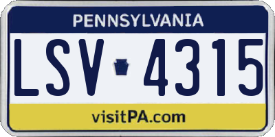 PA license plate LSV4315