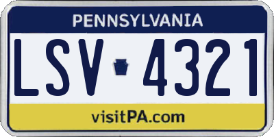 PA license plate LSV4321