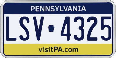 PA license plate LSV4325