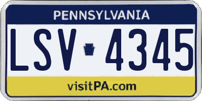 PA license plate LSV4345