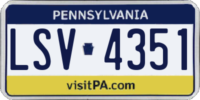 PA license plate LSV4351