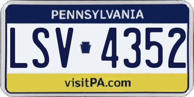 PA license plate LSV4352