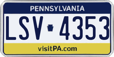 PA license plate LSV4353