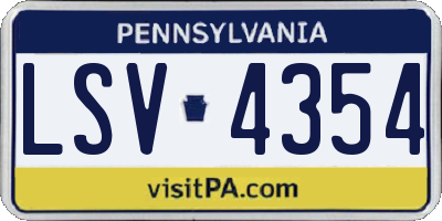 PA license plate LSV4354