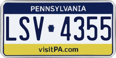 PA license plate LSV4355
