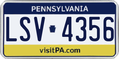 PA license plate LSV4356