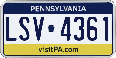 PA license plate LSV4361