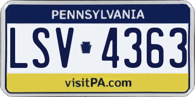 PA license plate LSV4363