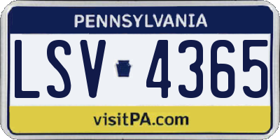 PA license plate LSV4365