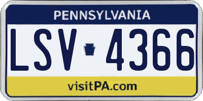 PA license plate LSV4366