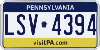 PA license plate LSV4394