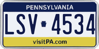 PA license plate LSV4534