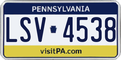 PA license plate LSV4538