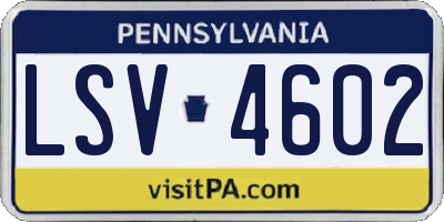 PA license plate LSV4602
