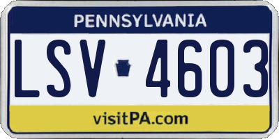PA license plate LSV4603