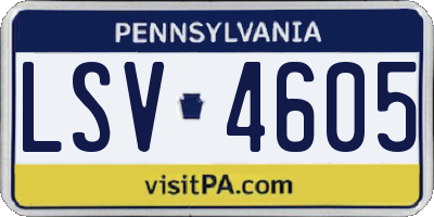 PA license plate LSV4605
