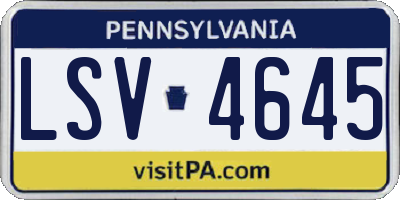 PA license plate LSV4645
