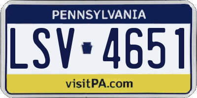 PA license plate LSV4651