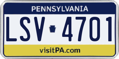 PA license plate LSV4701