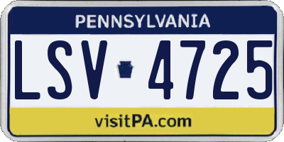 PA license plate LSV4725
